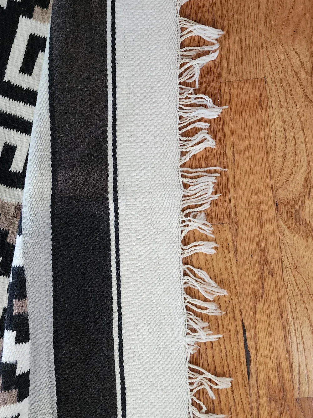 Woven Geometric Black & White Accent Throw Rug with Multicolor Accents 59